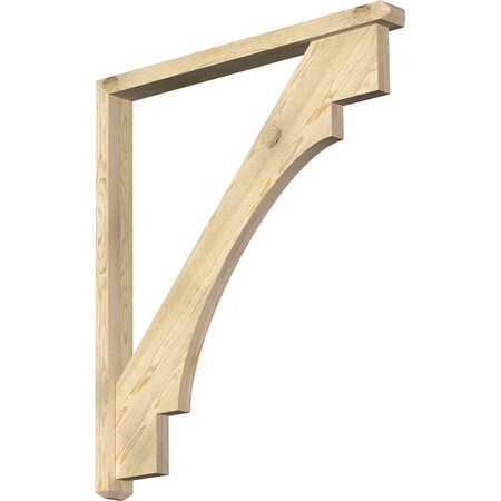 Ekena Millwork Merced Craftsman Rough Sawn Bracket w/ Offset Brace, Douglas Fir, 4"W x 42"D x 48"H BKT0402X42X48MRC04RDF